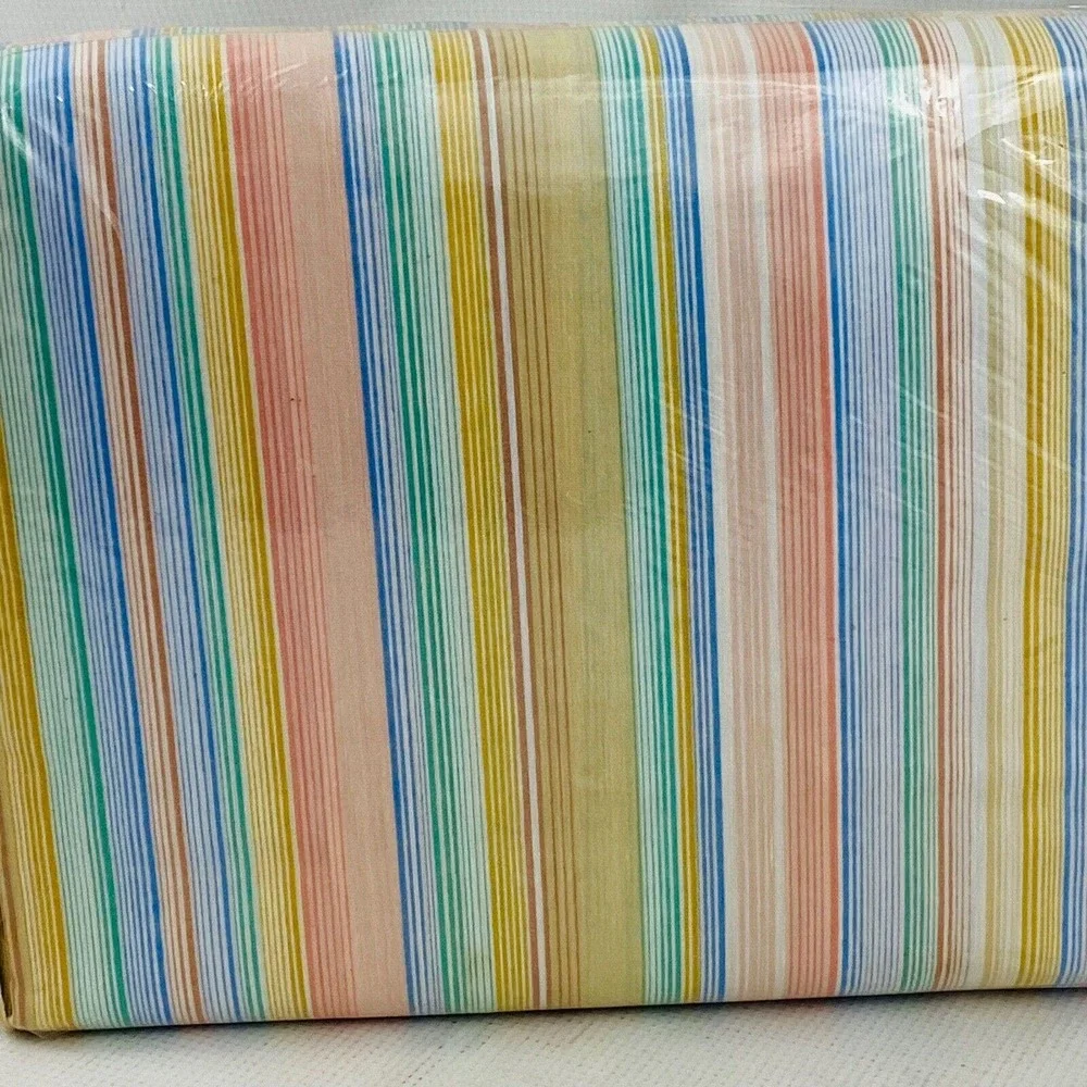 Vintage Thomaston Lucky Stripe Double Full Bed Sheet Set Pillowcases Flat Fitted